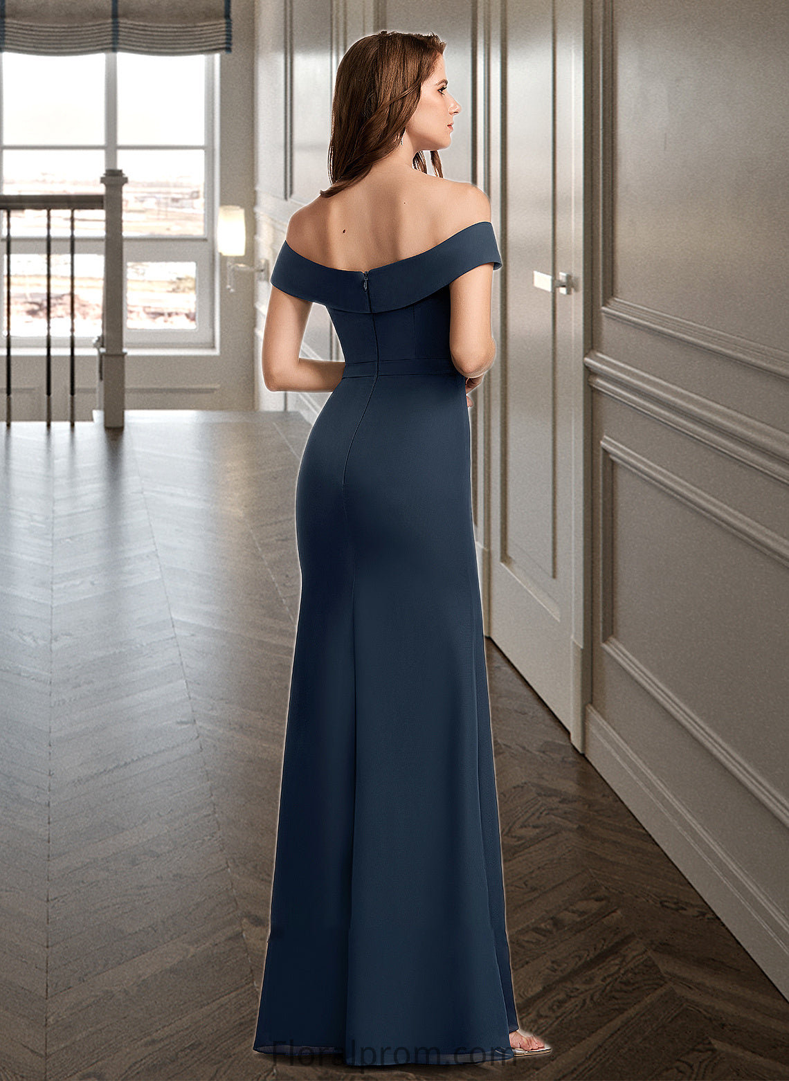 Undine A-Line Off-the-Shoulder Floor-Length Bridesmaid Dress With Ruffle HJP0012807