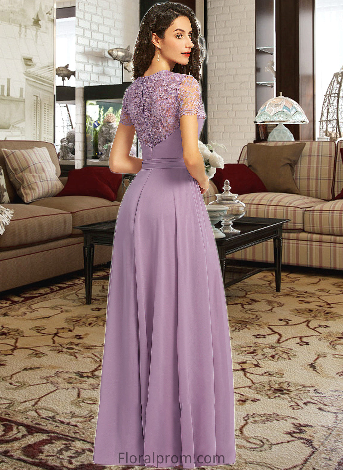 Urania A-Line Scoop Neck Floor-Length Bridesmaid Dress HJP0012952