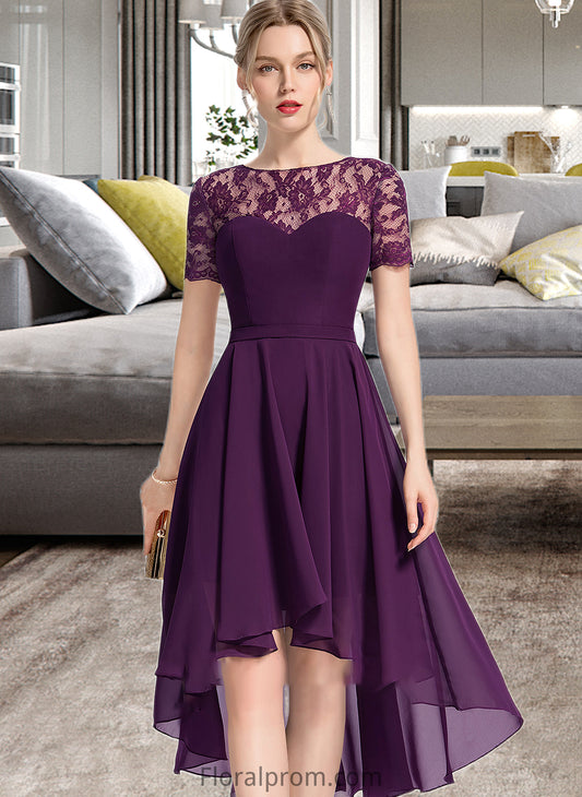 Toni A-Line Scoop Neck Asymmetrical Chiffon Bridesmaid Dress HJP0013003