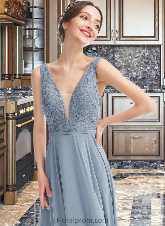 Uerica A-Line V-neck Floor-Length Bridesmaid Dress HJP0013199