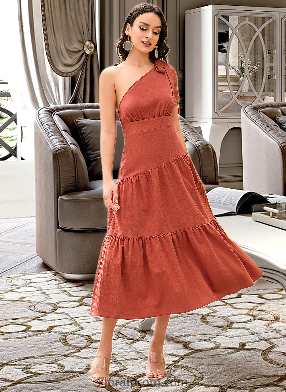 Liz A-LineOne-ShoulderAnkle-LengthBridesmaidDress#273612 HJP0013297