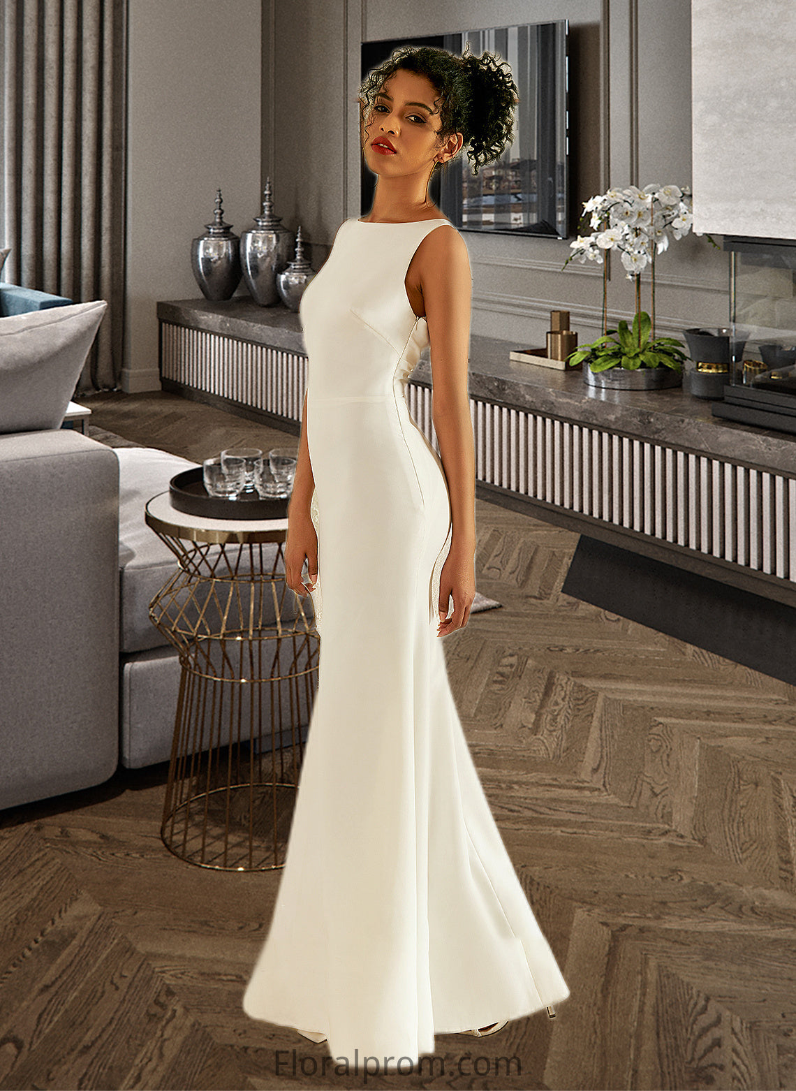 Cloe Trumpet/Mermaid Scoop Neck Floor-Length Wedding Dress HJP0013727