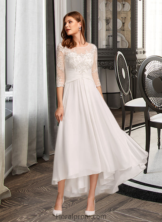 Julie A-Line Illusion Asymmetrical Wedding Dress With Lace HJP0013749