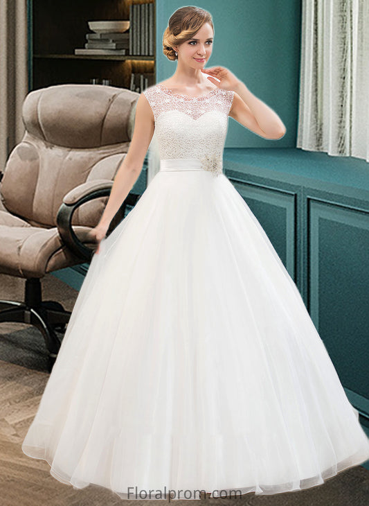 Victoria Ball-Gown/Princess Scoop Neck Sweep Train Organza Lace Wedding Dress With Beading Sequins HJP0013751