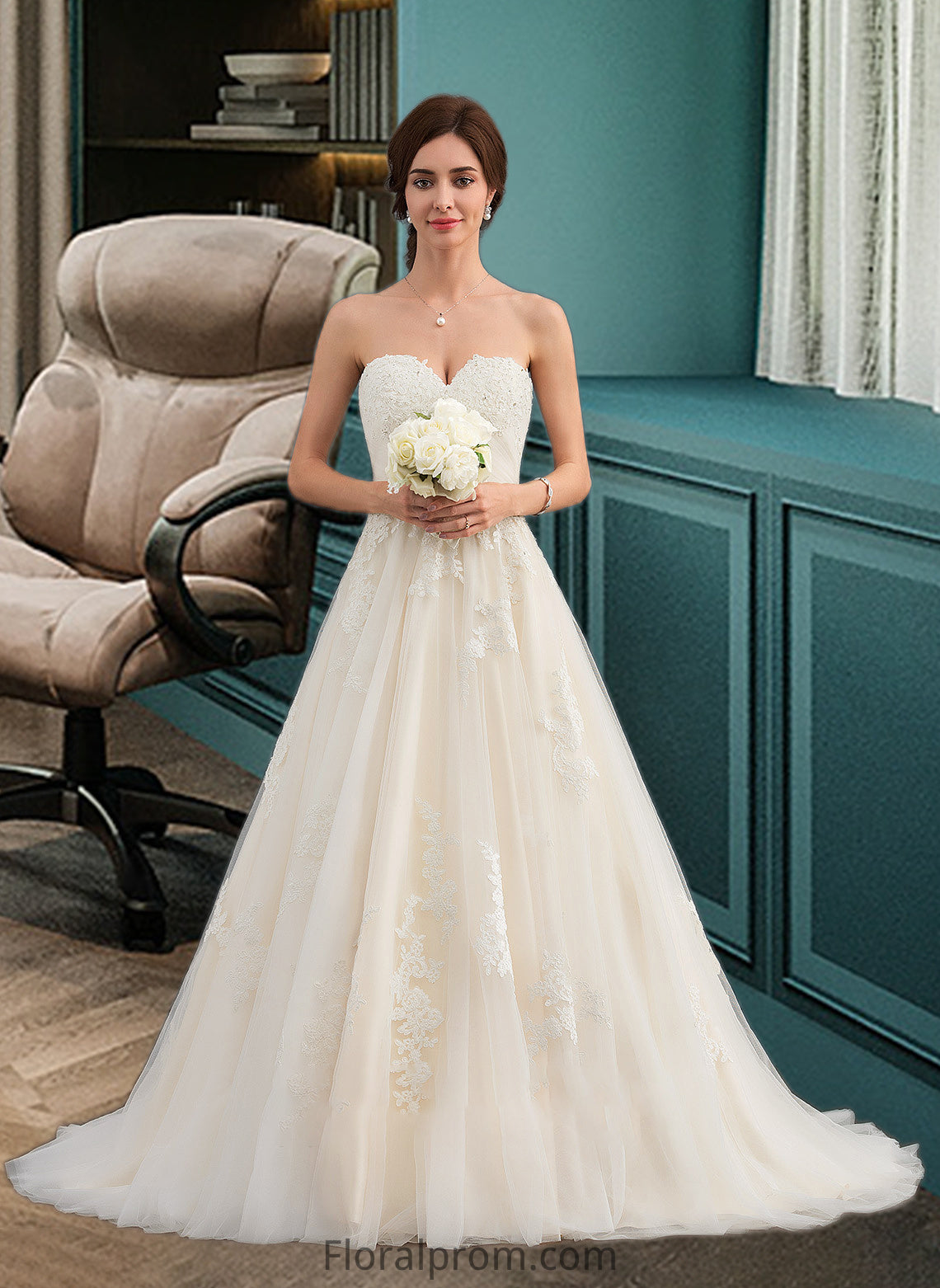 Marianna Ball-Gown/Princess Sweetheart Court Train Tulle Wedding Dress With Ruffle Beading HJP0013766