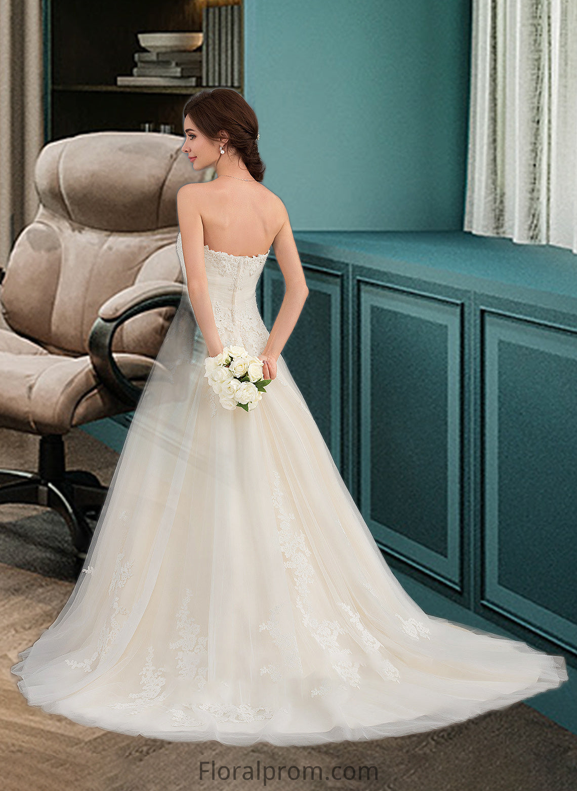 Marianna Ball-Gown/Princess Sweetheart Court Train Tulle Wedding Dress With Ruffle Beading HJP0013766