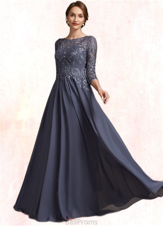 Tianna A-Line Scoop Neck Floor-Length Chiffon Lace Mother of the Bride Dress HJ126P0014719