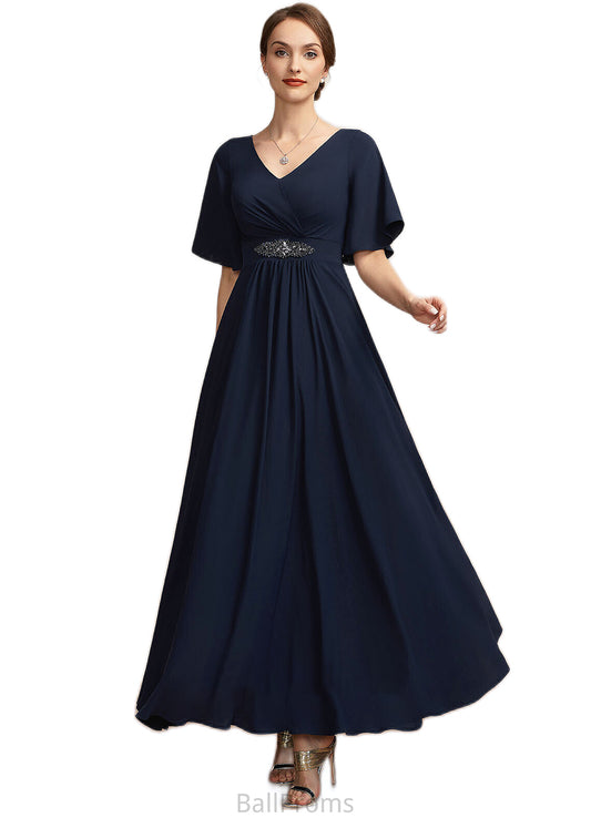 Zoe A-Line V-neck Ankle-Length Mother of the Bride Dress With Ruffle HJ126P0014742