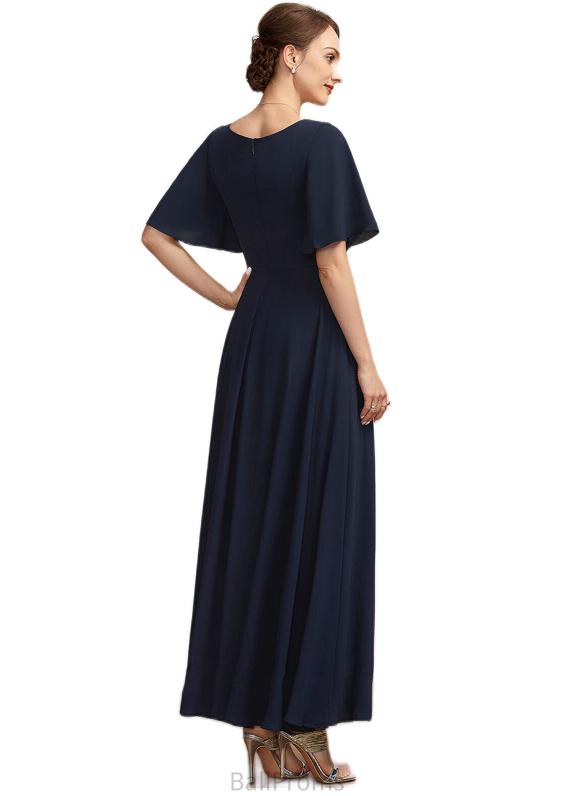 Zoe A-Line V-neck Ankle-Length Mother of the Bride Dress With Ruffle HJ126P0014742