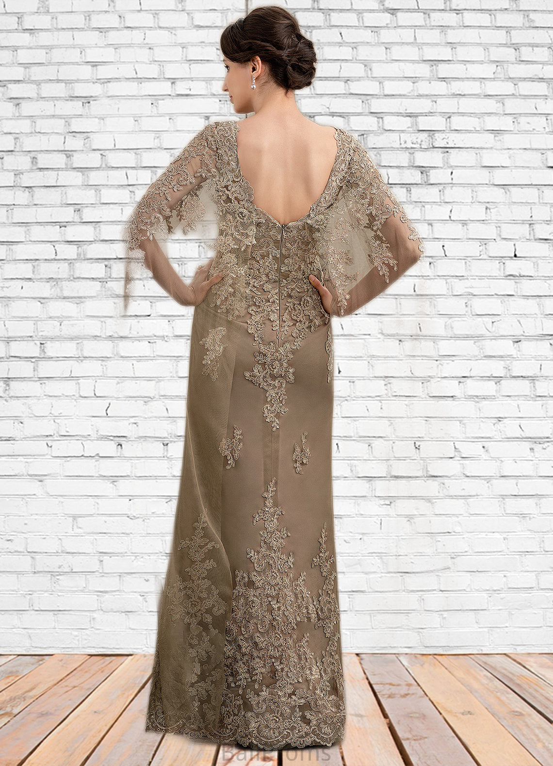 Tianna Sheath/Column Scoop Neck Floor-Length Lace Mother of the Bride Dress HJ126P0014815