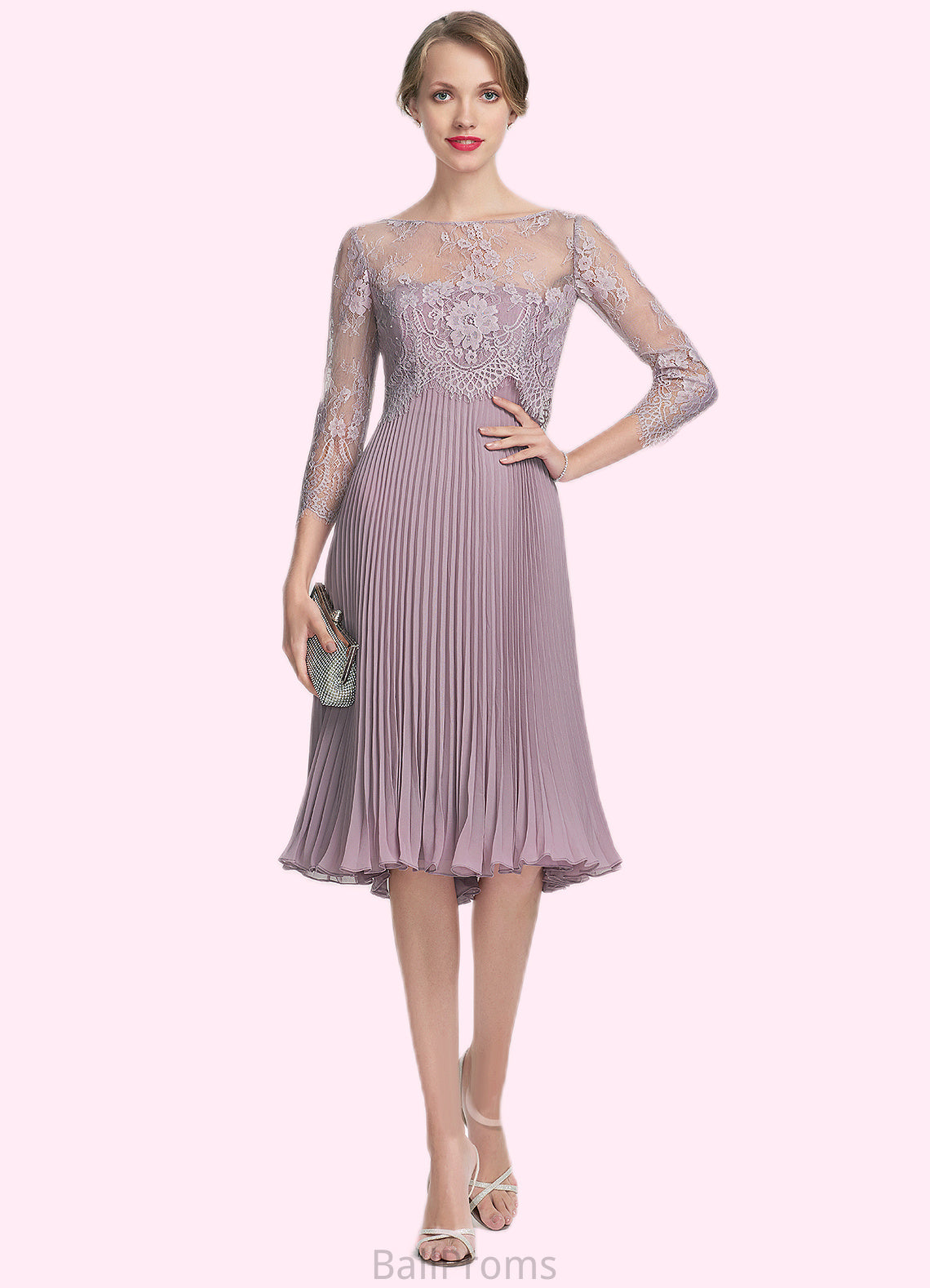 Willow A-Line Sweetheart Knee-Length Chiffon Mother of the Bride Dress With Pleated HJ126P0014823