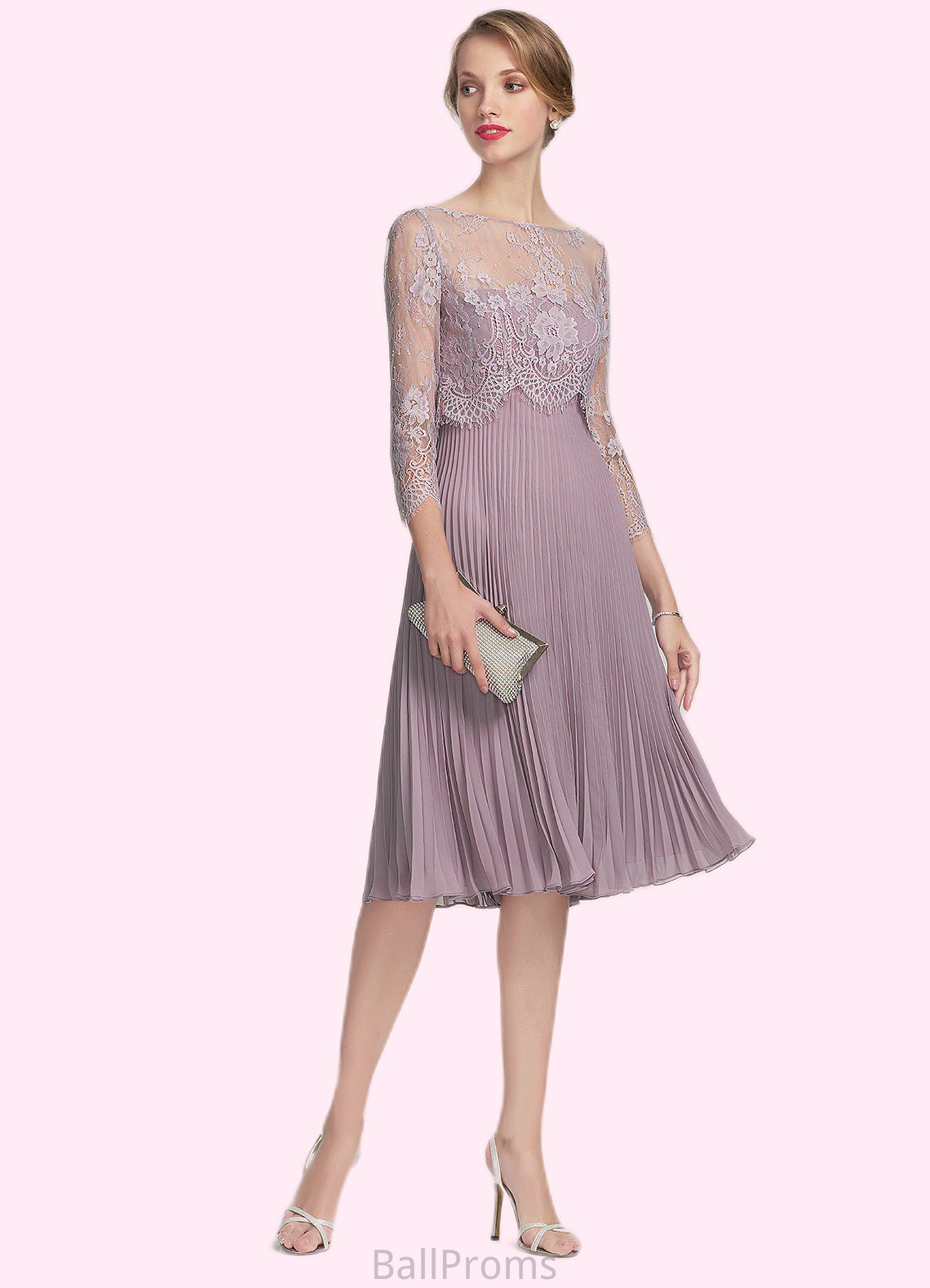 Willow A-Line Sweetheart Knee-Length Chiffon Mother of the Bride Dress With Pleated HJ126P0014823