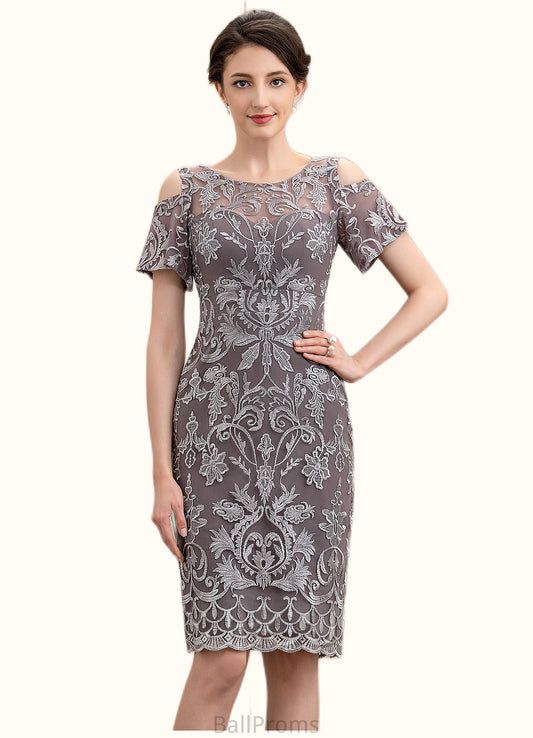 Zaniyah Sheath/Column Scoop Neck Knee-Length Lace Mother of the Bride Dress HJ126P0014944