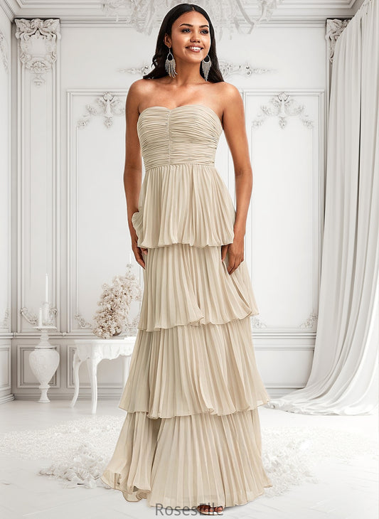 Charlize A-line Sweetheart Floor-Length Chiffon Bridesmaid Dress HJP0025762