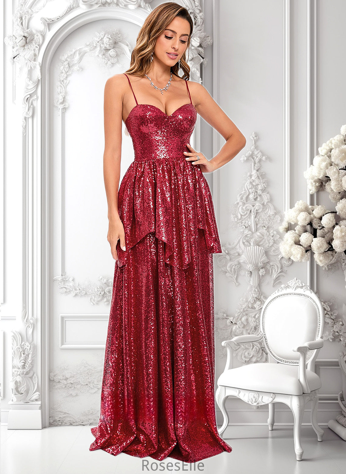 Asia A-line Sweetheart Floor-Length Sequin Prom Dresses HJP0025868