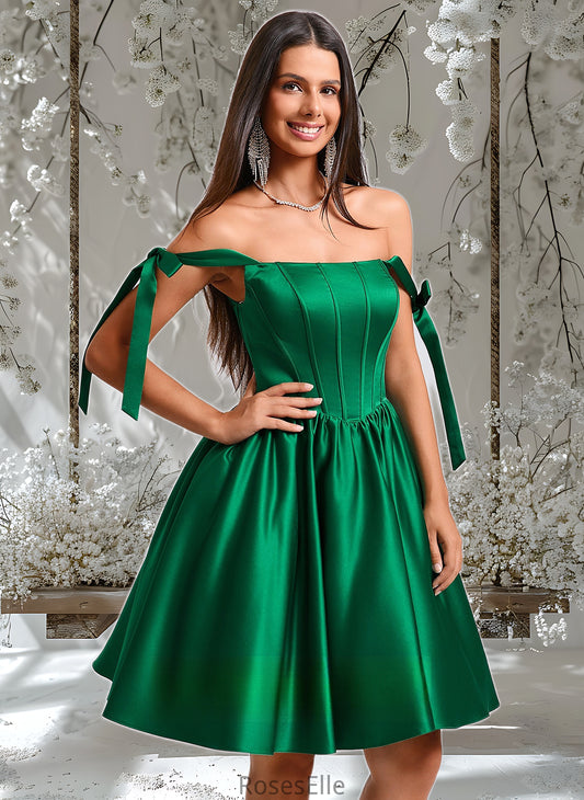 Dana Ball-Gown/Princess Straight Short Satin Homecoming Dress With Bow HJP0025645