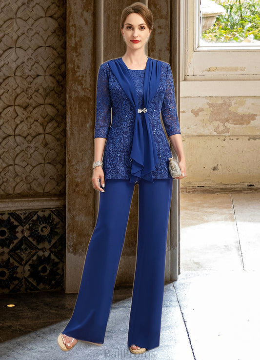 Rayna Jumpsuit/Pantsuit Separates Scoop Floor-Length Chiffon Lace Mother of the Bride Dress HJP0021703