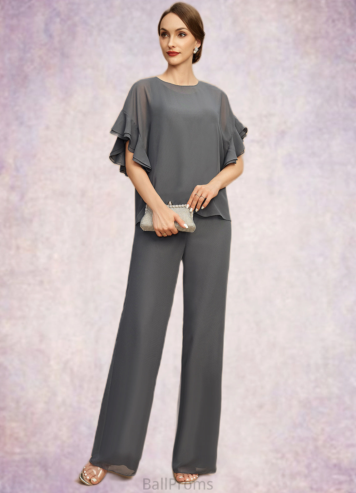 Jazmine Jumpsuit/Pantsuit Separates Scoop Floor-Length Chiffon Mother of the Bride Dress HJP0021940