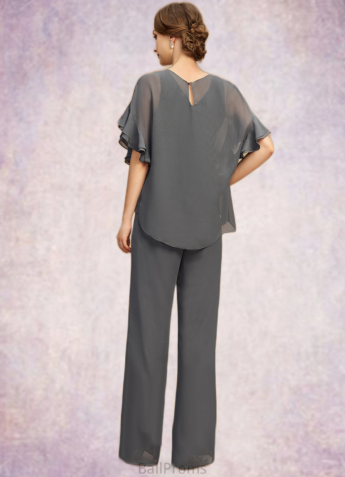 Jazmine Jumpsuit/Pantsuit Separates Scoop Floor-Length Chiffon Mother of the Bride Dress HJP0021940