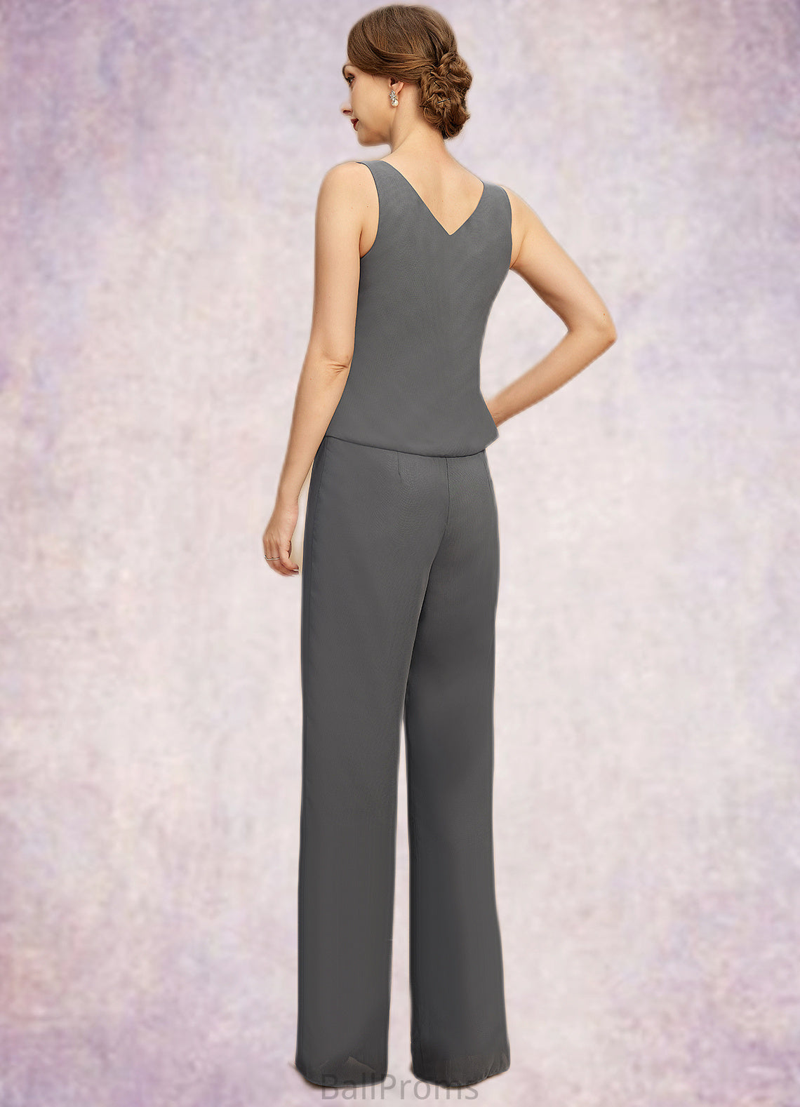 Jazmine Jumpsuit/Pantsuit Separates Scoop Floor-Length Chiffon Mother of the Bride Dress HJP0021940