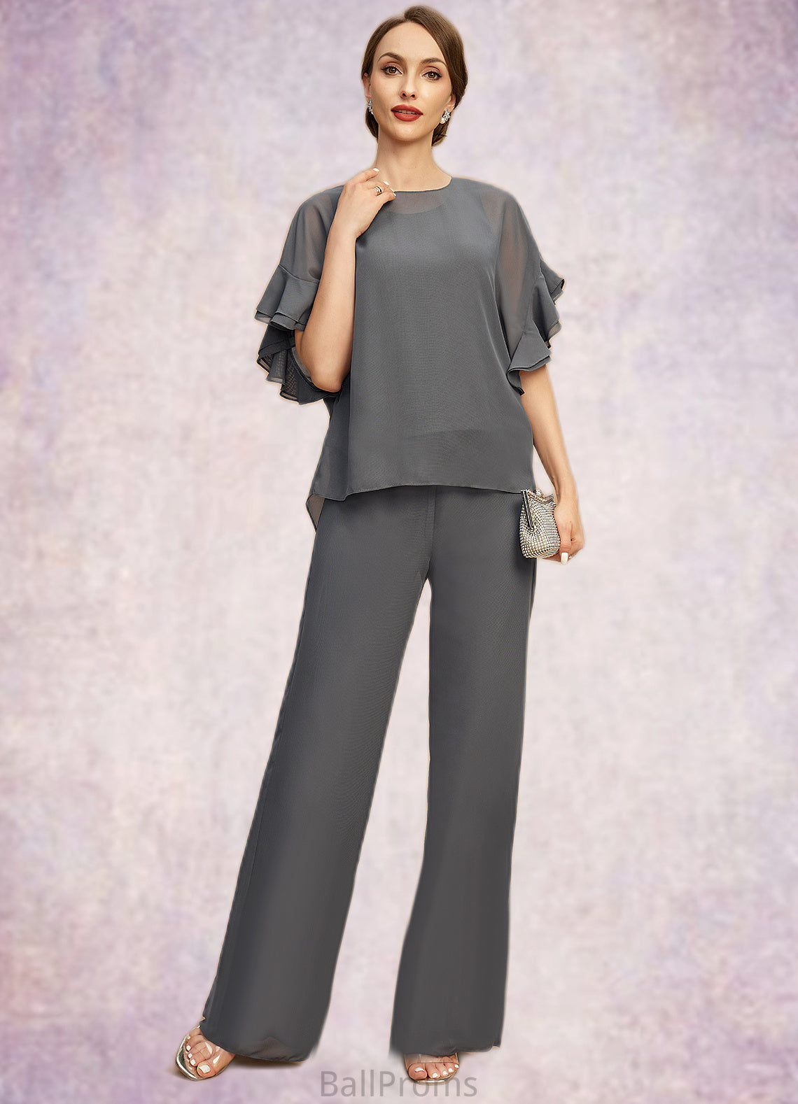 Jazmine Jumpsuit/Pantsuit Separates Scoop Floor-Length Chiffon Mother of the Bride Dress HJP0021940