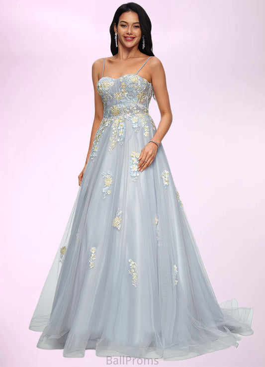 Piper Ball-Gown/Princess Sweetheart Sweep Train Tulle Prom Dresses With Pleated HJP0022192