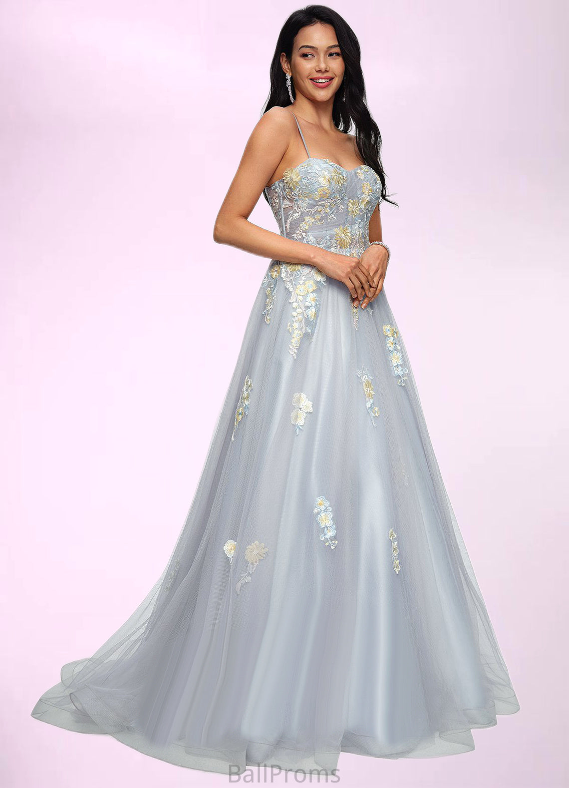 Piper Ball-Gown/Princess Sweetheart Sweep Train Tulle Prom Dresses With Pleated HJP0022192