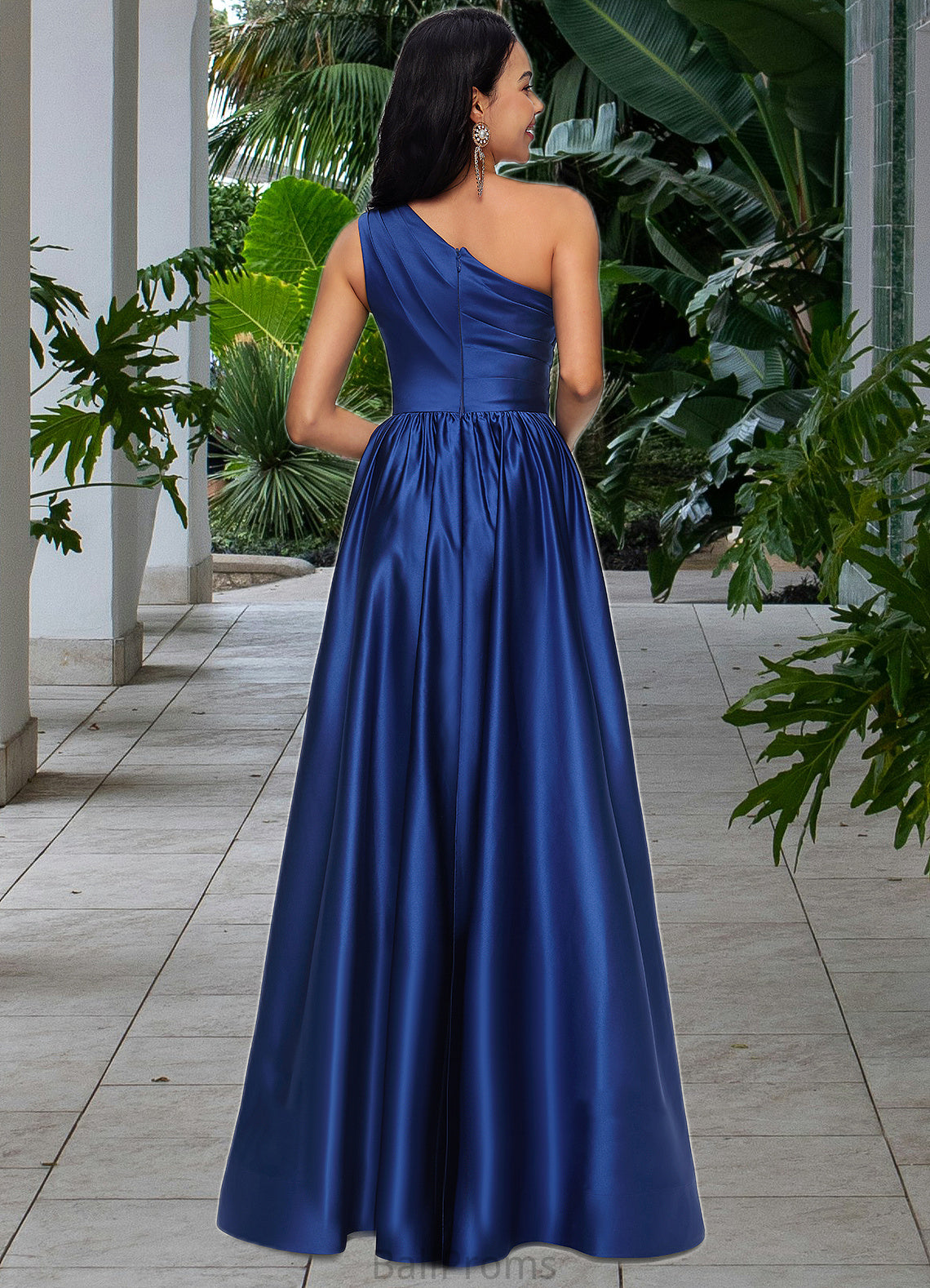 Natalee Ball-Gown/Princess One Shoulder Floor-Length Satin Prom Dresses HJP0022201