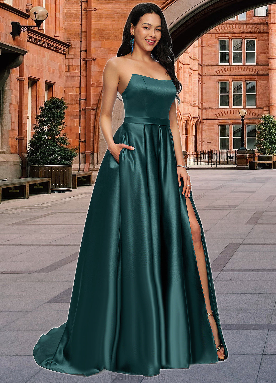 Sydnee Ball-Gown/Princess Sweep Train Satin Prom Dresses HJP0022207