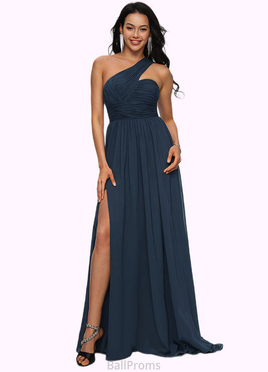 Amber A-line Asymmetrical Sweep Train Chiffon Prom Dresses With Pleated HJP0022212