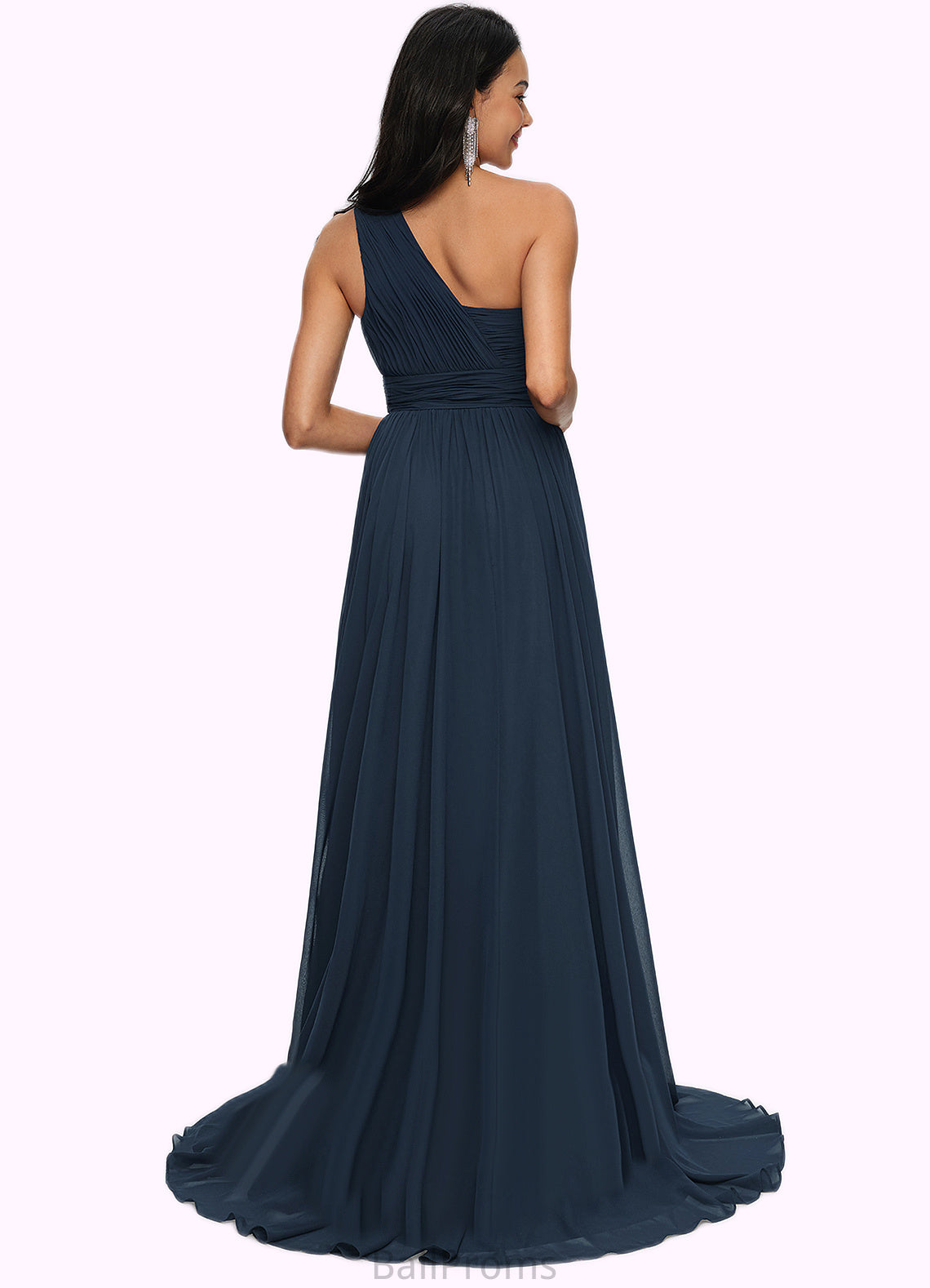 Amber A-line Asymmetrical Sweep Train Chiffon Prom Dresses With Pleated HJP0022212