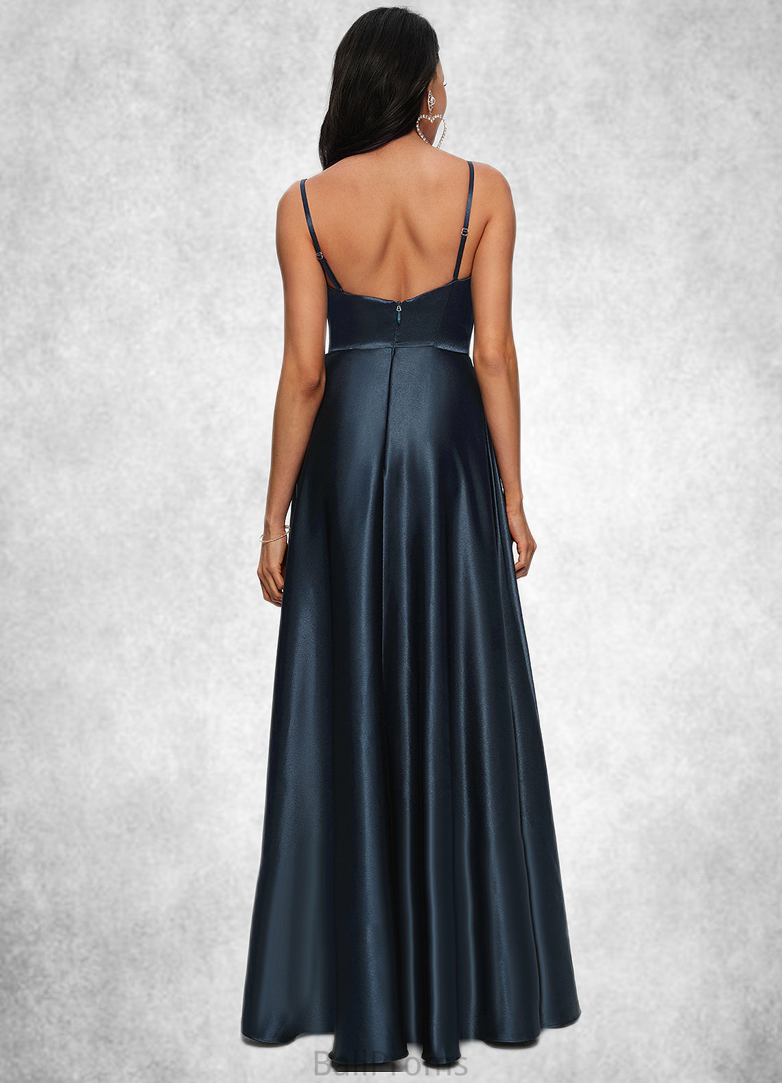 Jane A-line Cowl Floor-Length Stretch Satin Prom Dresses HJP0022216