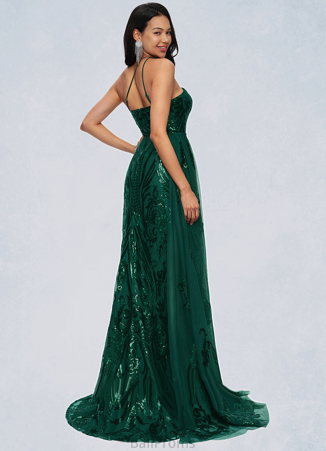 Ariella Trumpet/Mermaid One Shoulder Sweep Train Sequin Prom Dresses With Sequins HJP0022226