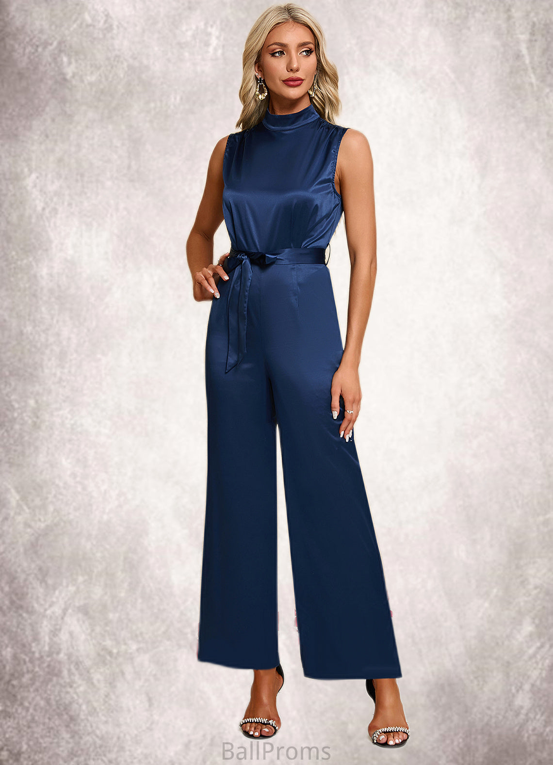 Madelynn High Neck Elegant Jumpsuit/Pantsuit Satin Maxi Dresses HJP0022324