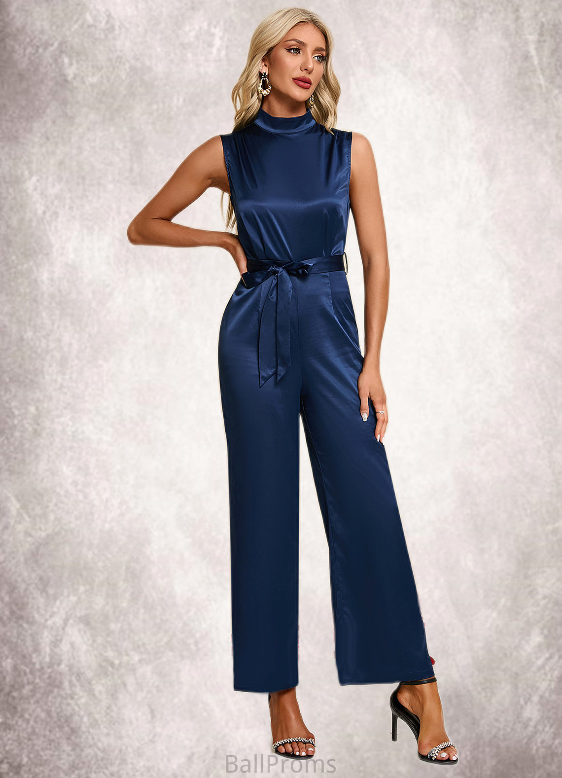 Madelynn High Neck Elegant Jumpsuit/Pantsuit Satin Maxi Dresses HJP0022324