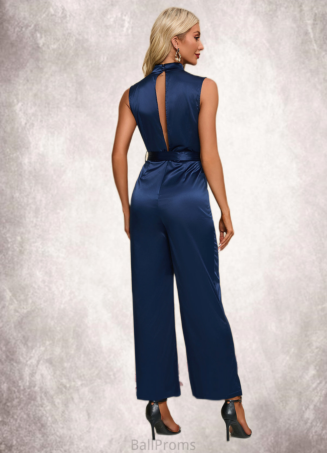 Madelynn High Neck Elegant Jumpsuit/Pantsuit Satin Maxi Dresses HJP0022324