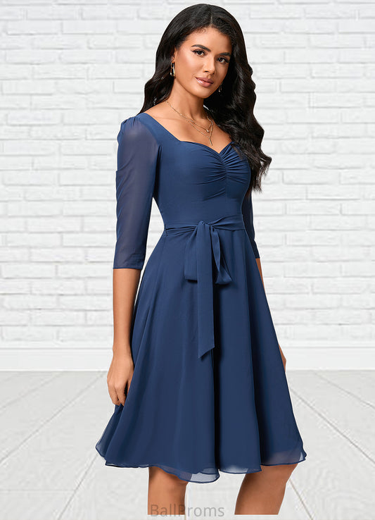 Ruth A-line V-Neck Knee-Length Chiffon Cocktail Dress With Ruffle HJP0022333