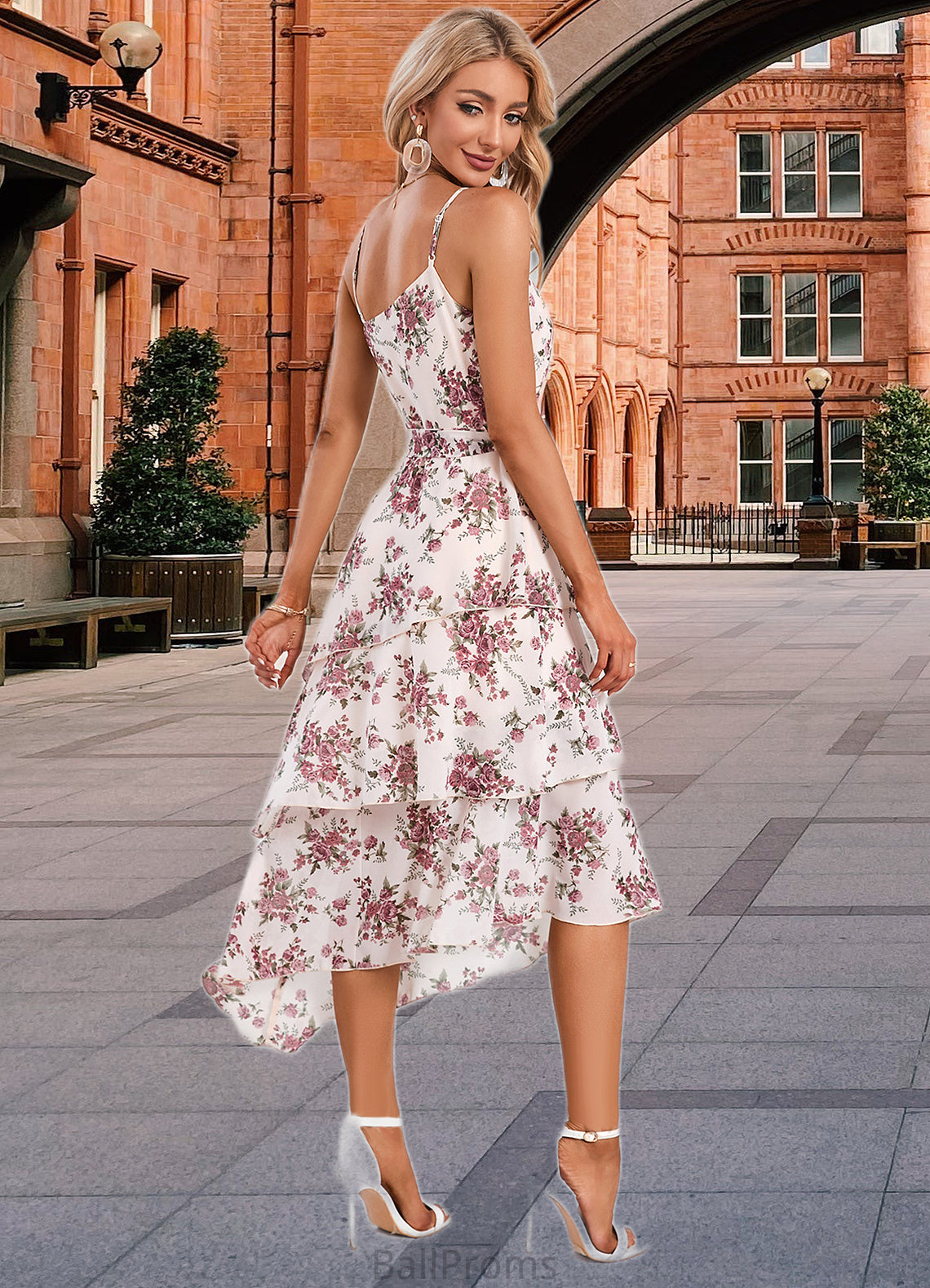 Lorelei Floral Print Asymmetrical Elegant A-line Chiffon Asymmetrical Dresses HJP0022338