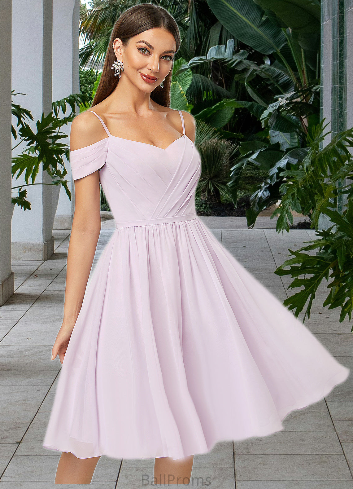 Reagan A-line V-Neck Knee-Length Chiffon Cocktail Dress With Pleated HJP0022367