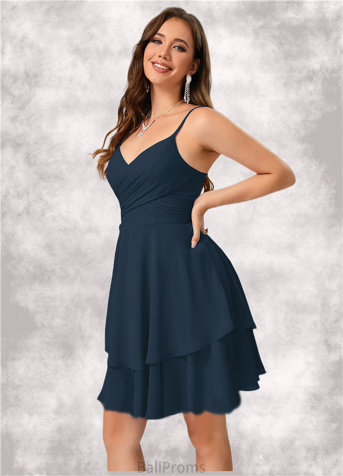 Shayla V-Neck A-line Chiffon Dresses HJP0022370