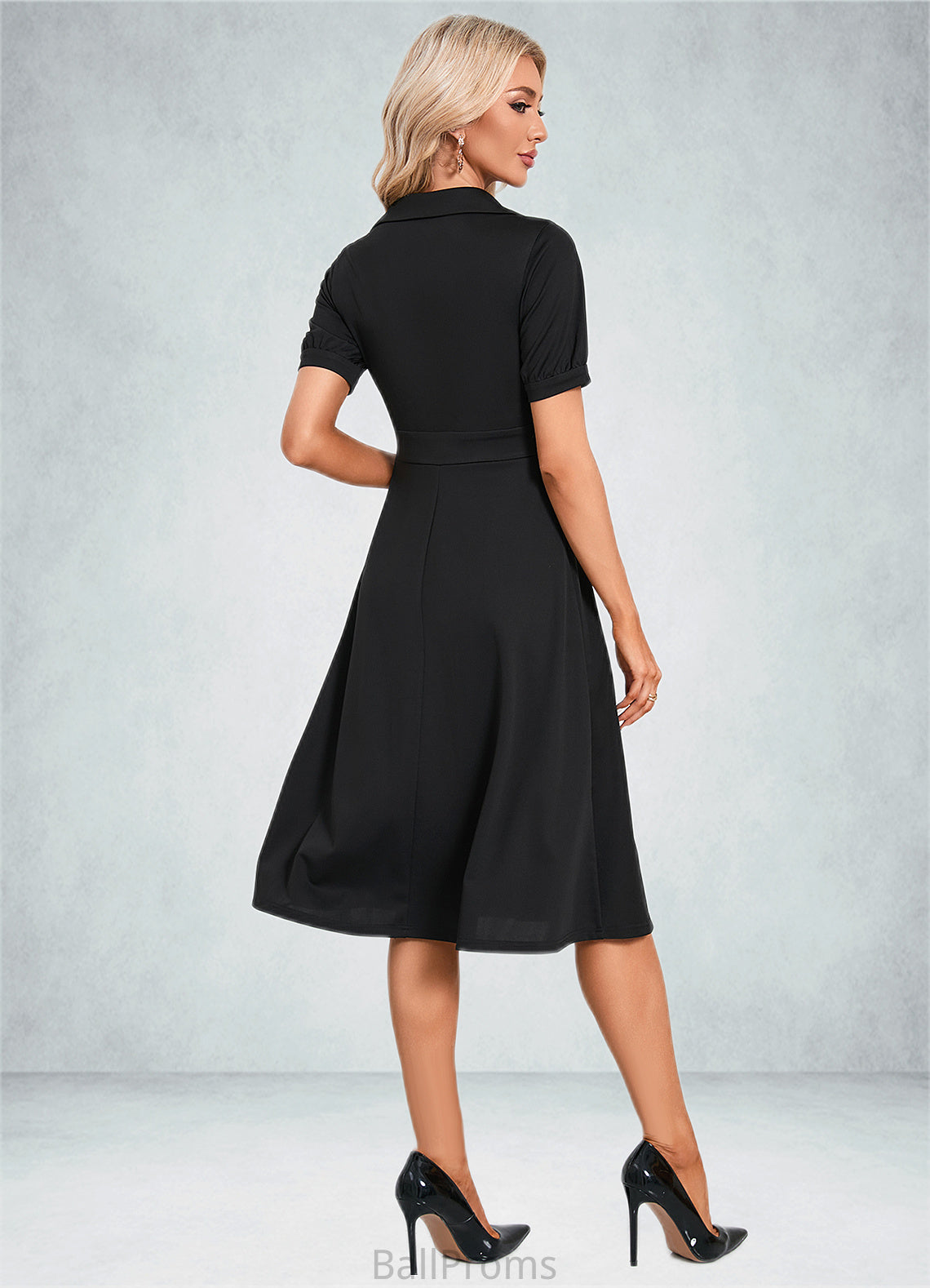 Emilie V-Neck Elegant A-line Cotton Blends Midi Dresses HJP0022412