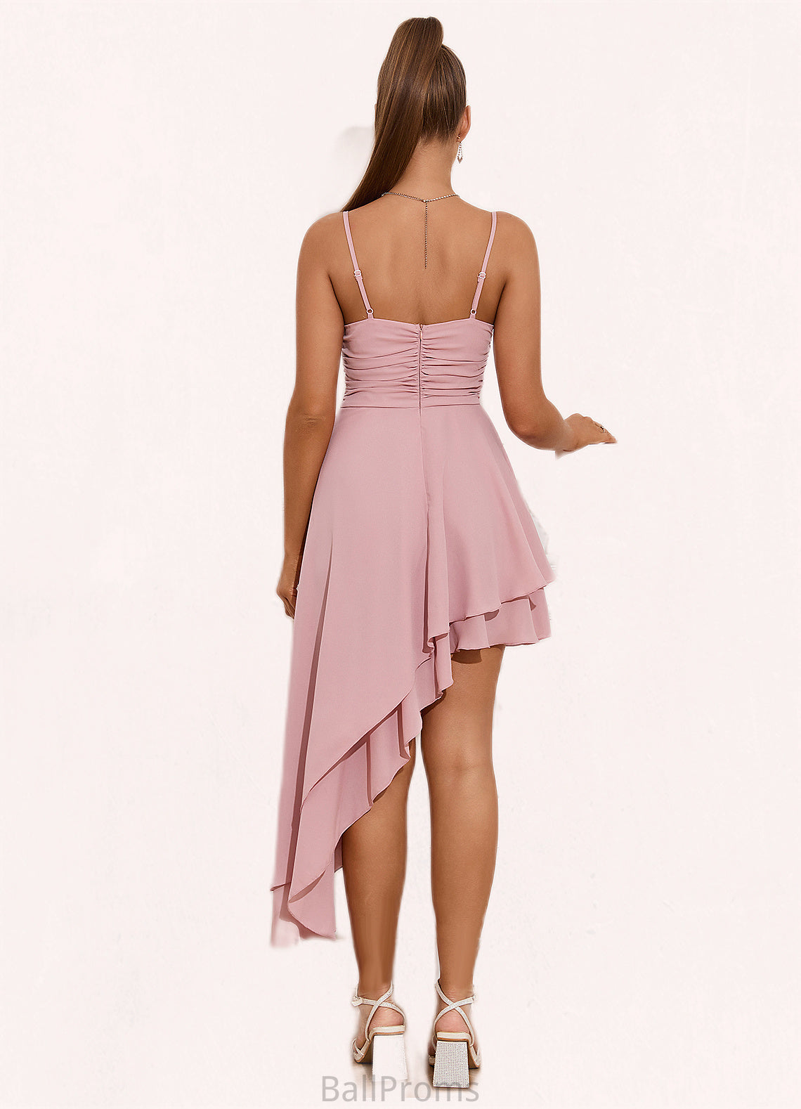 Kaya Ruffle Sweetheart Elegant A-line Polyester Asymmetrical Dresses HJP0022477