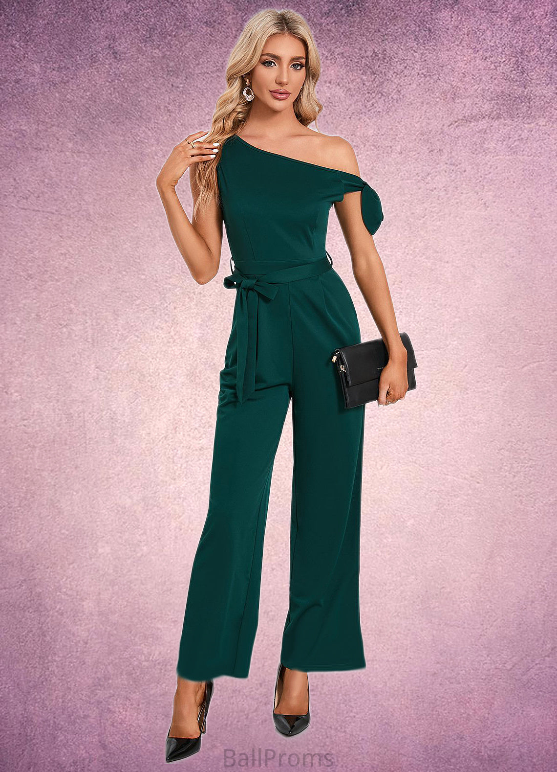 Cameron One Shoulder Elegant Jumpsuit/Pantsuit Cotton Blends Maxi Dresses HJP0022491