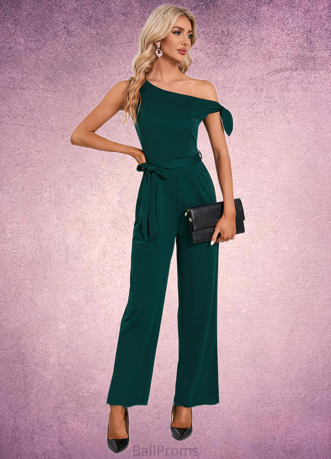 Cameron One Shoulder Elegant Jumpsuit/Pantsuit Cotton Blends Maxi Dresses HJP0022491