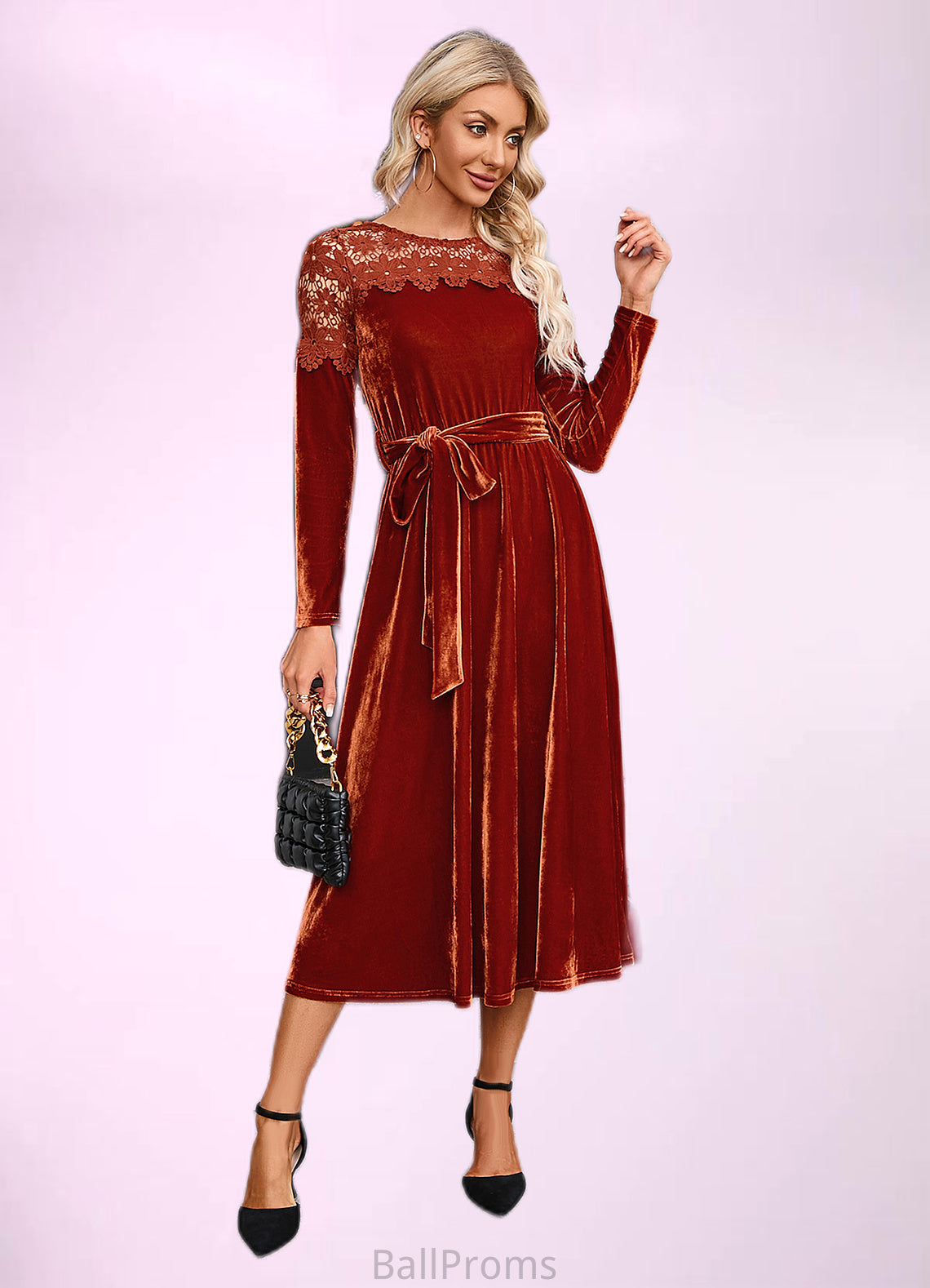 Jayden Scoop Elegant A-line Velvet Dresses HJP0022496