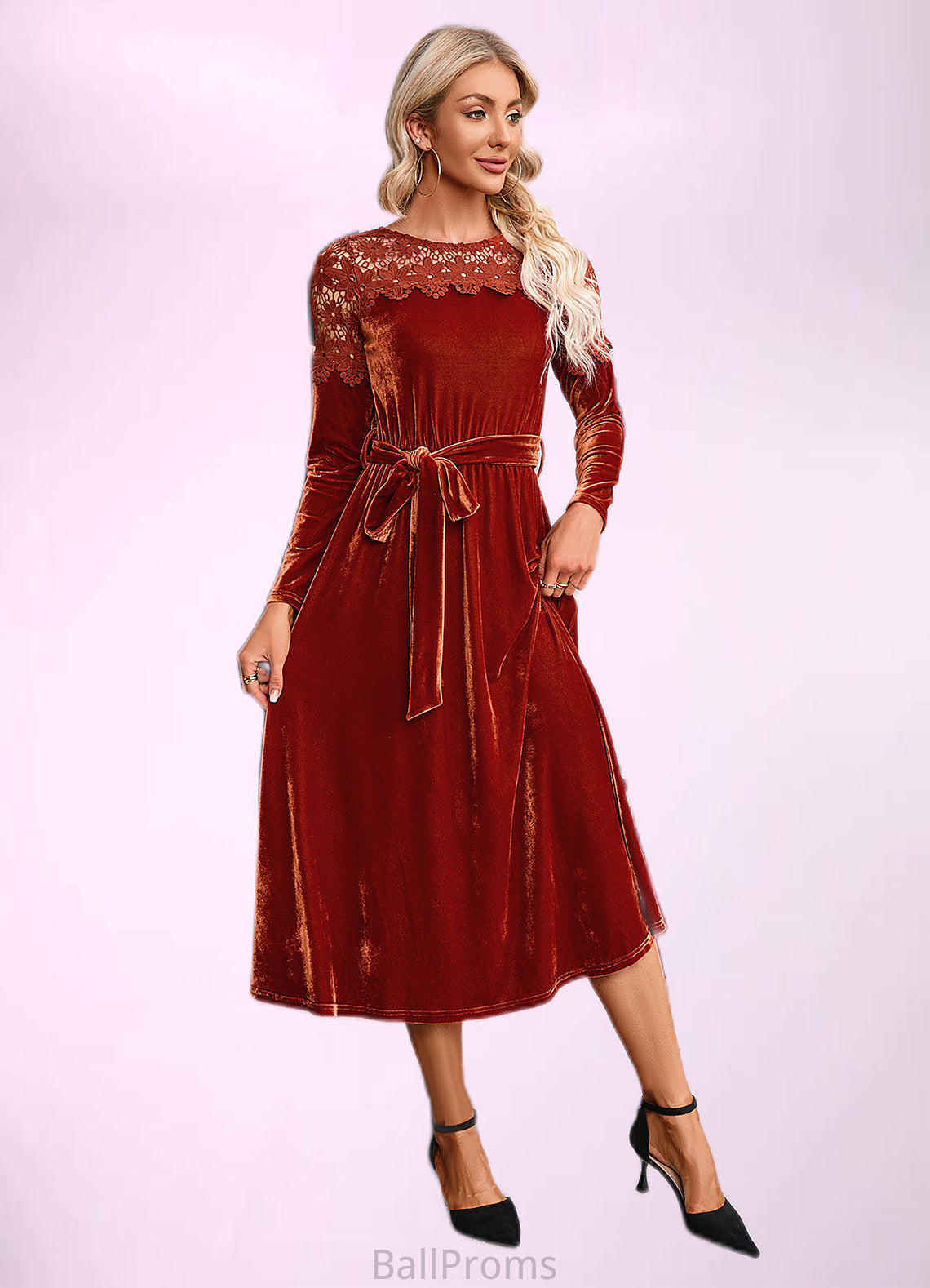 Jayden Scoop Elegant A-line Velvet Dresses HJP0022496