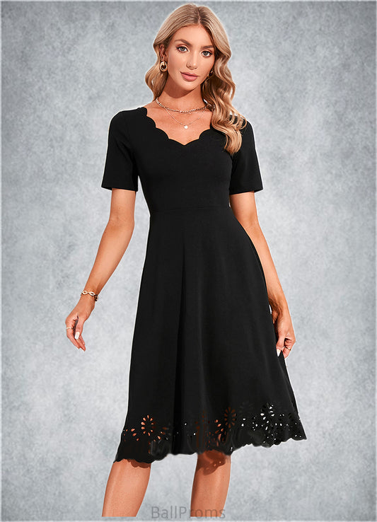 Kaila V-Neck Elegant A-line Cotton Blends Midi Dresses HJP0022499