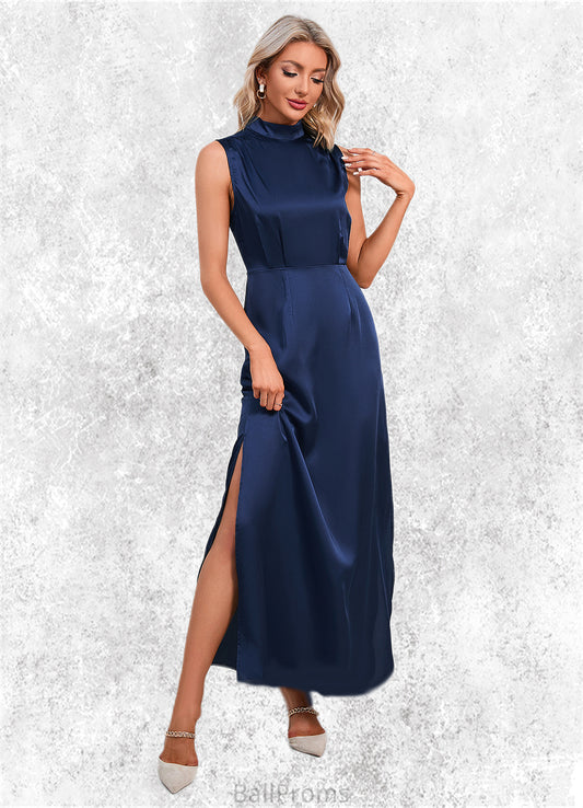 Erica High Neck Elegant A-line Satin Maxi Dresses HJP0022520