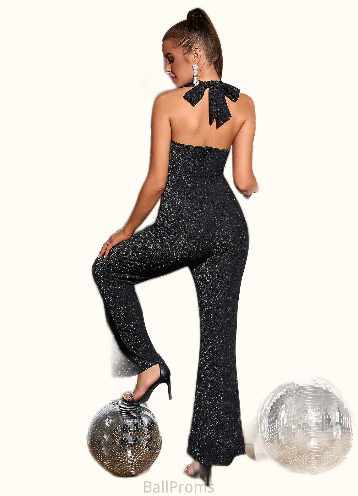 Autumn Sequins Cowl Elegant Jumpsuit/Pantsuit Cotton Blends Maxi Dresses HJP0022522