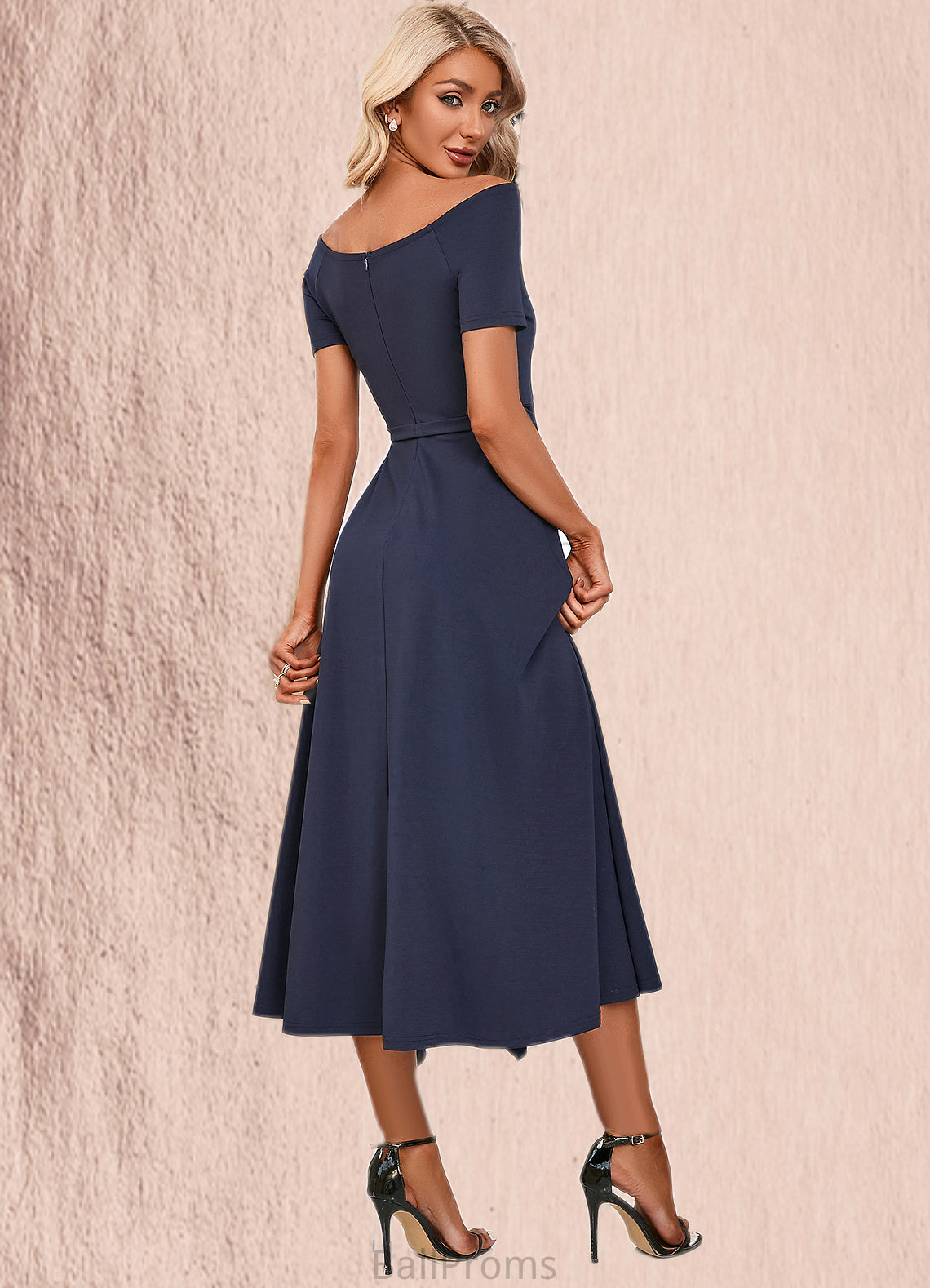 Sophie V-Neck Elegant A-line Cotton Blends Midi Dresses HJP0022561